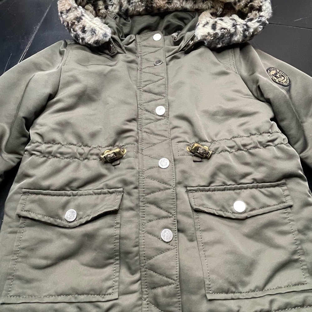 Girls H&M Olive Green Hooded Winter Jacket 3-4 years - Picture 2 of 8